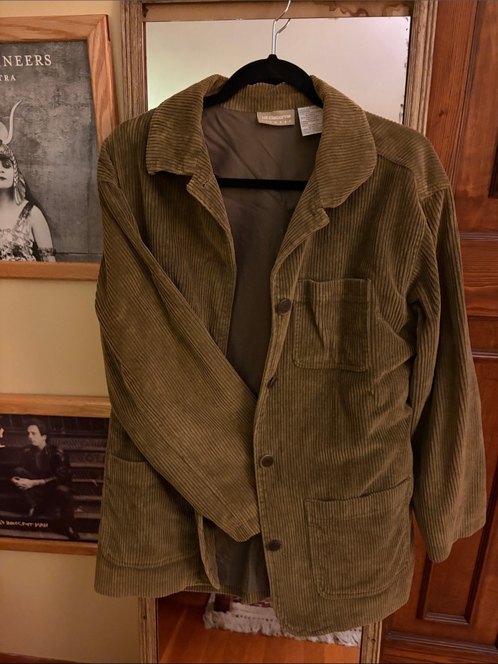 Corduroy Overshirt Jacket in Olive Green - Unbranded
